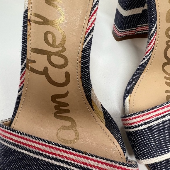 Sam Edelman Yaro Block Heels in Susie Stripe denim Red White and Blue NEW Size 5 - Picture 8 of 11